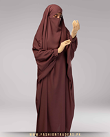 Abaya musulmane marron légère et respirante à boutons-pression, coupe ample, séchage rapide, en polyester et laine, longueur au sol, pour grandes tailles