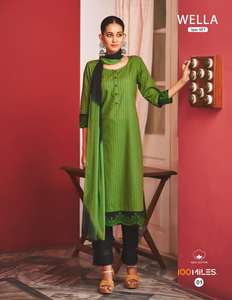 Nouvelle tenue de créateur fantaisie haute sur demande pur coton Kurti Pant & Dupatta avec fabricant de travaux de broderie fantaisie d'Inde - Product Image 4