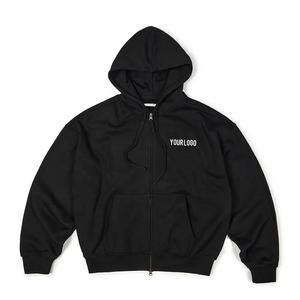 Custom Logo Front Oversized Heavyweight Full <b>Zip</b> <b>Hoodie</b> Men's 100% Cotton Quick Dry <b>Pocket</b> Winter Streetwear Wholesale - Product Image 1