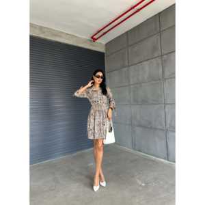 Vestido Casual con Botones y Detalle de Encaje, Cuello Camisero con Patrón de Chal, Cintura Natural - Product Image 1