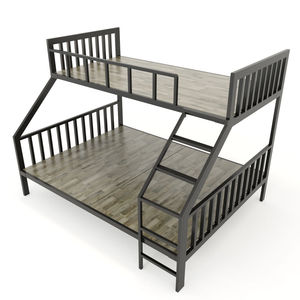 Rubber <b>Wood</b> & Iron Frame <b>Bunk</b> <b>Bed</b> 160x200x160cm <b>Wood</b> Style Solid Design Industrial Extendable & Storage GT003 - Product Image 1