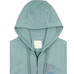 En stock Sweat-shirt à capuche léger personnalisé et surdimensionné pour femmes avec fermeture à glissière complète et manches longues avec poches latérales - Product Image 3