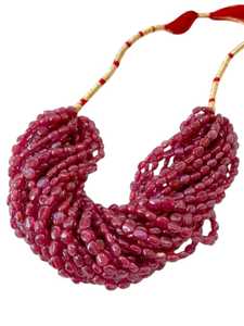 Cuentas ovaladas lisas de rubí natural, hebra de piedras preciosas sueltas para hacer joyas, collares, pulseras, venta al por mayor, suministro de joyería de la India - Product Image 5