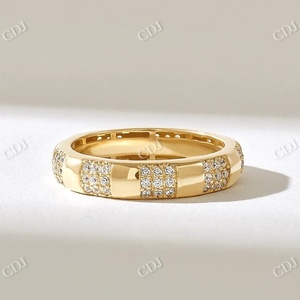 Nueva llegada Dome Wedding Band 14K Oro amarillo Anillo de diamante natural Precio al por mayor para damas Anillos DE BODA certificados - Product Image 2