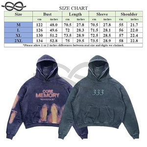 Custom Heavy Fleece Inside Vintage Faded Worker Sudadera con capucha con logotipo bordado Acid Wash Print Hoodie - Product Image 3