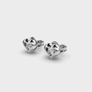 Boucles d'oreilles clous en diamant de laboratoire en forme de cœur, en argent sterling 925 massif rhodié, certifiées IGI, pour femme, mariage, anniversaire, soirée - Product Image 2