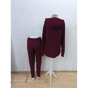 Conjunto de Dos Piezas para Mujer, Blusa Meloni con Capucha y Pantalones de Manga Larga, 29949 - Borgoña - Product Image 6