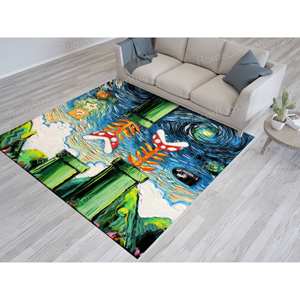 Alfombras con Diseño de Mario Estilo Van Gogh, Alfombras Noche Estrellada, Alfombra Suave Estampada, Alfombra Suave con Pelo - Product Image 3