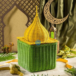 Nouvelle tendance, article pratique et coloré pour panier-cadeau islamique, boîte du Ramadan, cadeau de l'Aïd, panier en rotin en forme de dôme de mosquée - Product Image 5