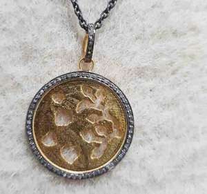 Colgante de árbol de corazón Vintage, Plata de Ley 925, Diamante pavimentado Natural, joyería chapada en rodio negro, tamaño de 30x30MM para boda - Product Image 1