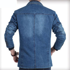 Chaqueta Blazer de Mezclilla para Hombre, Corte Entallado, Azul Oscuro, Informal, de Algodón, para Negocios, Fiestas y Eventos Sociales, Prenda Exterior de Alta Calidad - Product Image 6