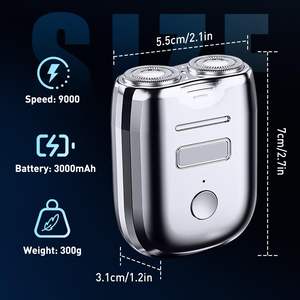 Mini rasoir électrique rotatif portable bleu pour hommes, étanche IPX7, utilisation humide et sèche, rechargeable par USB, rasoir pour le visage - Product Image 5