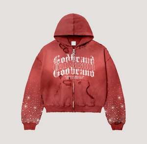 High Quality Ripped Distressed Digital Printed Boxy Fitted Heavyweight All Over Screen Print <b>Full</b> Metal Zipper <b>Zip</b> up <b>Hoodies</b> - Product Image 4