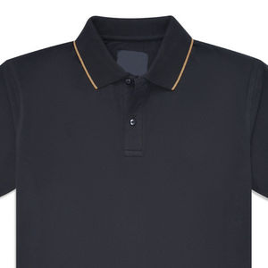 Polo de algodón 100% de gama alta para hombre, tela personalizable con patrón sólido, ecológico, oscuro, talla 6XL, diseño de piqué liso negro - Product Image 2