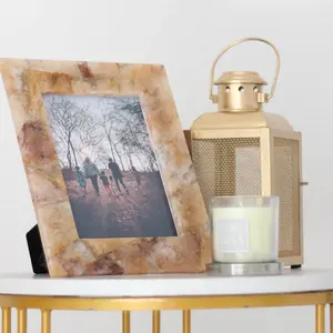 Cadre photo en marbre de quartz de miel, cadre photo en marbre brun vintage, cadres en marbre antique - Product Image 5