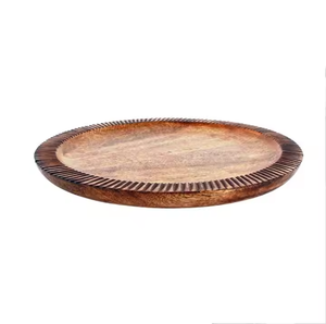 Assiettes en acacia Assiette de service en bois de taille ronde Produit de qualité supérieure fabriqué à la main et durable par l'artisanat en croissant - Product Image 2