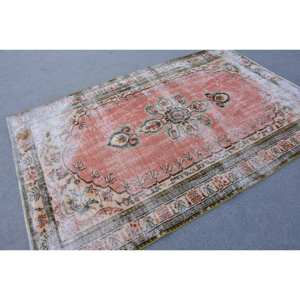 พรมตุรกีวินเทจขนาด5.3x8.2ฟุตพรมผ้าขนแกะดีไซน์สีเบจสีส้มงานเย็บปะติดปะต่อกันทำจากวัสดุขนสัตว์แผ่นรองหลังสี่เหลี่ยมผืนผ้าขนาดใหญ่สำหรับห้องใหม่ - Product Image 2