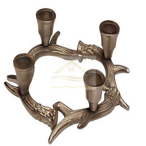High Quality Silver Aluminum Cast Nickel Plated 5-Candle T <b>Light</b> Holder Stand Well-Polished Easter Candle Display Stand - Product Image 3