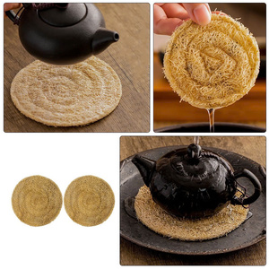 OEM Natural Loofah Eco-Friendly <b>Teapot</b> Mat Loofah Coaster Heat Insulation Customize Size Tea and Coffee Use Made in Vietnam - Product Image 3