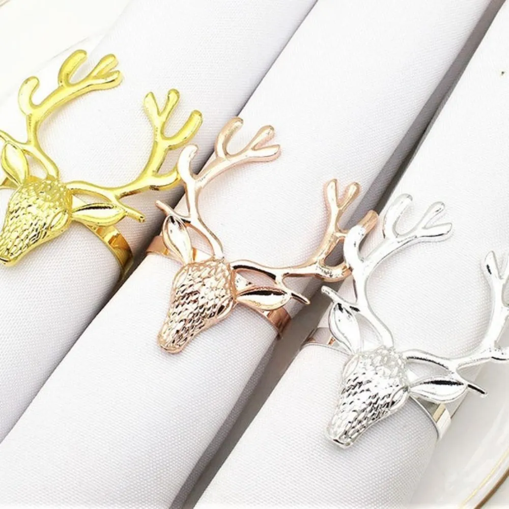Amazon's Choice Western Restaurant European Gold Plated Deer Head Napkin Holder Ring For House Hotel Christmas Dinner Party use