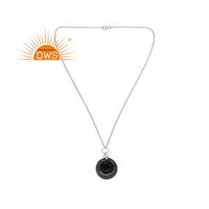 Collar con Colgante de Plata de Ley Oxidada con Piedra Lunar Arcoíris y Ónix Negro, Joyería Personalizada de Fabricante - Product Image 3