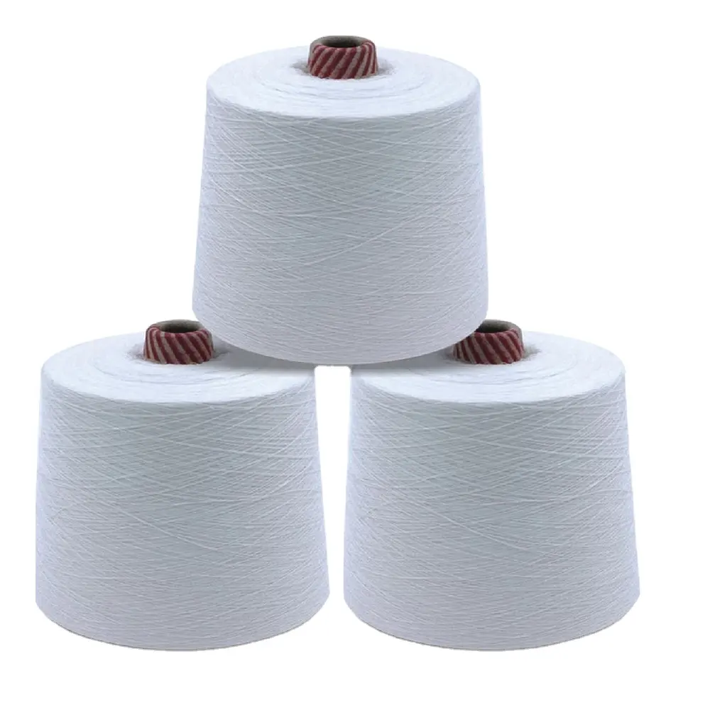 Best Selling 30s/1 yarn quality white polyester yarn for various purposes like Embroidery polyester sewing knitting weaving
