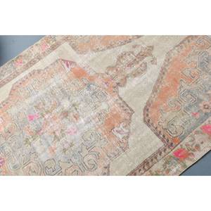 Tapis Turc Vintage Beige Orange 4.2 X 5.6ft Laine Grande Surface Motif Abstrait Rectangle Couloir Modèles Latex Support pour Chambres - Product Image 5