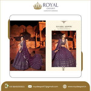 Lehenga Choli-ropa étnica india, ropa para boda y fiesta, trabajo de bordado de secuencia - Product Image 4