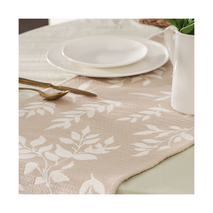 Classic 108 Inch GOTS Certified 100% Cotton Embroidered Checkered Brown <b>Table</b> <b>Runner</b> Sustainable Washable For Seasonal Decor - Product Image 6