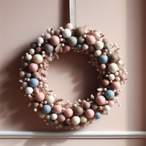 Handmade Artisan-Crafted <b>Felt</b> Ball Wreath Sustainable and Stylish Seasonal Decor - Product Image 2