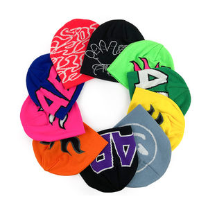 Y2k Acrylique Crâne Mea Culpa Designer Jacquard Partout Imprimer Lettre Personnalisée logo Fabricant Avec Bonnet De Chapeaux D'hiver Tricoté - Product Image 3