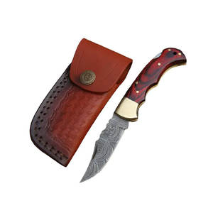 Cuchillos plegables de acero damasco servicio OEM/ODM calidad superior personalizados al por mayor hoja de Punta caída mango de madera - Product Image 2