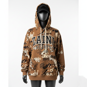 Sweat à capuche pour femme, lourd, 320 GSM, polaire brossé, marron, impression par sublimation graphique, impression sérigraphique, logo, sweat à capuche basique pour femme - Product Image 6