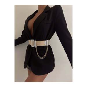 Ceinture élastique tissée pour femme avec boucle à chaîne, ceinture pour veste, ceinture pour chemise, ceinture pour robe - Blanc - Product Image 4