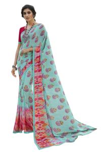 Indian Designer Georgette <b>Saree</b> <b>Blouse</b> New Sequence Embroidery Unstitched High Quality Adults Women's Wedding Party - Product Image 4