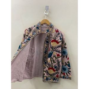Veste en coton brodée à la main, écologique, style Jaipur, motif Rose Blush et Fleurs de Jardin Épanouies, pour la saison printanière Prairie - Product Image 2