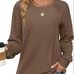 Sweatshirts for Women Crewneck <b>Cable</b> <b>Knit</b> Sleeve <b>Sweaters</b> Lightweight Fashion 2025 - Product Image 2