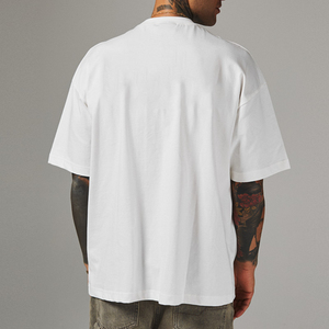 T-shirts personnalisés à épaules tombantes 250 Gsm T-shirt uni épais et épais pour hommes T-shirt vierge surdimensionné 100% coton - Product Image 5
