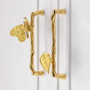 Perillas y tiradores de latón dorado con diseño de rama floral para decoración de cocina y cajones de cómoda - Product Image 3