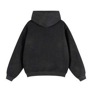 Sudadera con capucha de punto de invierno con lavado ácido Vintage con cremallera personalizada para hombre, ropa de calle de algodón orgánico 100%, diseño forrado de gran tamaño y peso pesado - Product Image 2