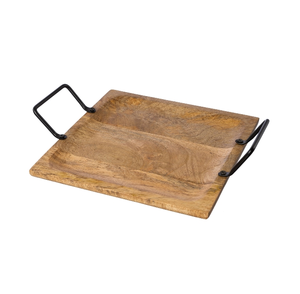 Plats de service plateau en bois avec poignées en métal Restaurants Ustensiles de cuisine Table de maison utiliser un plateau en bois - Product Image 5