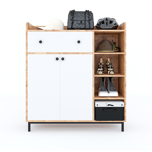 Zapatero Moderno Minisit con Estantes de Almacenamiento Integrados, Madera de Caucho y Patas de Hierro, 100x35x110cm KG68032 para Muebles del Hogar - Product Image 5