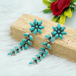 925 argent Sterling naturel Turquoise boucle d'oreille goujon fait à la main goutte d'eau pierres précieuses bijoux cadeau parfait pour les Her-E0257-GS - Product Image 4