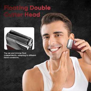 Mini rasoir électrique portable pour hommes, étanche IPX7, rasoir rotatif avec lames dentelées et à grille, lavable pour usage corporel - Product Image 3