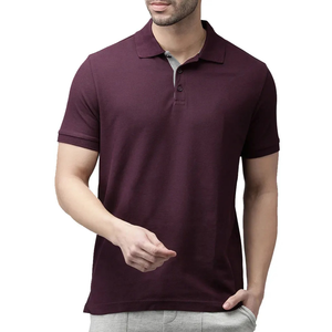 Chemises solides à manches courtes pour hommes Tissu en polyester/coton respirant et élégant avec broderie personnalisée pour un style de vie actif - Product Image 1