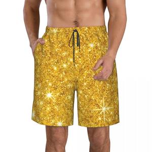 กางเกงขาสั้นชายหาดสีทองวิบวับ แห้งเร็ว สวมใส่สบาย เหมาะสำหรับว่ายน้ำในฤดูร้อน - Product Image 1