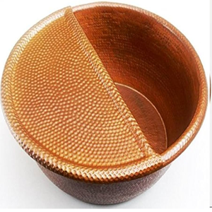 Bol de massage rond en cuivre pur artisanal pour le traitement traditionnel ayurvédique du spa des pieds, bol multifonctionnel pour pédicure - Product Image 6
