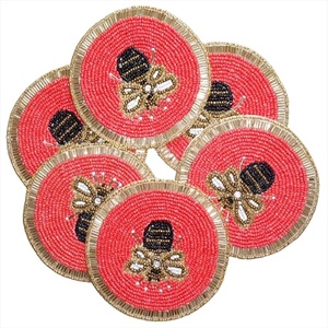 Handmade <b>Glass</b> Beaded <b>Coasters</b>-Classic Drink <b>Coasters</b> with Polyester Backing (4x4 Inch) for Church & Religious Gifts - Product Image 1