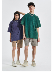 Unisex Wholesale Acid Washed Solid Oversize Tee Streetwear Custom <b>Blank</b> 240 gsm Heavy <b>Weight</b> Acid Wash Vintage T Shirt - Product Image 4