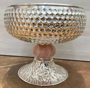 El último cuenco de latón para servir con base de resina para el hogar, hotel, restaurante y mesa, diseño de Color plateado y rosa, cuencos para servir frutas - Product Image 4